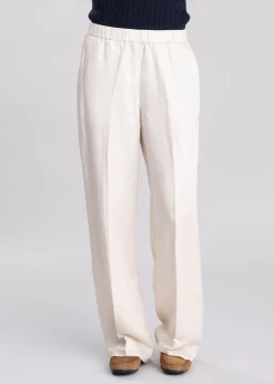 Linen Blend Pull On Trousers - Putty