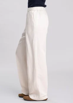 Linen Blend Pull On Trousers - Putty