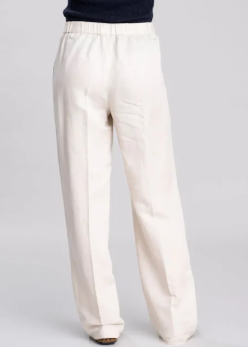 Linen Blend Pull On Trousers - Putty