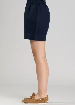 Linen Pull On Shorts - Evening Blue
