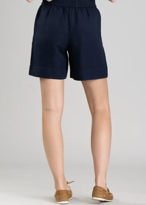 Linen Pull On Shorts - Evening Blue