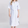Linen Shirt Dress - Light Blue