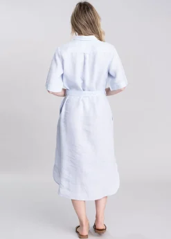 Linen Shirt Dress - Light Blue