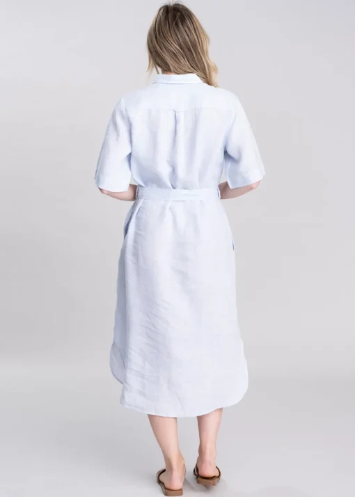 Linen Shirt Dress - Light Blue