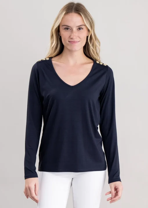 Long Sleeve V-Neck T-Shirt - Ink Navy
