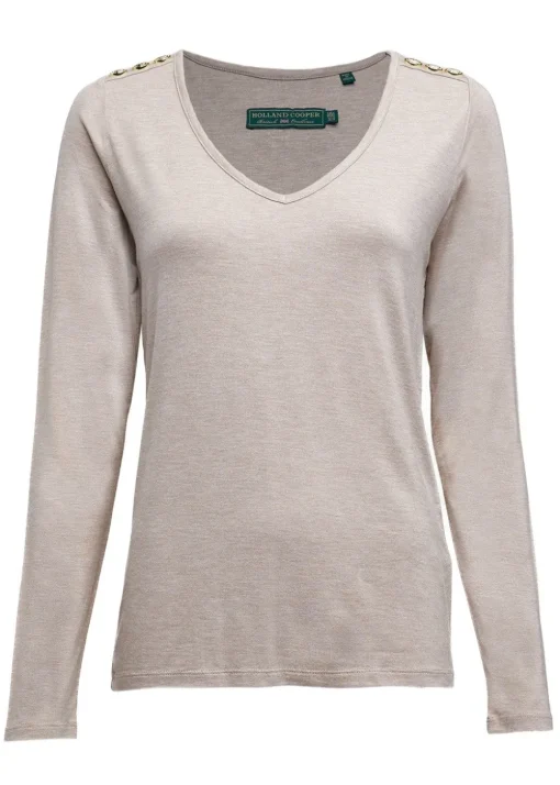 Long Sleeve V-Neck T-Shirt - Oatmeal