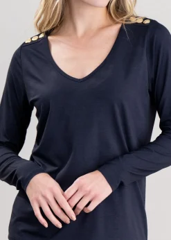 Long Sleeve V-Neck T-Shirt - Ink Navy