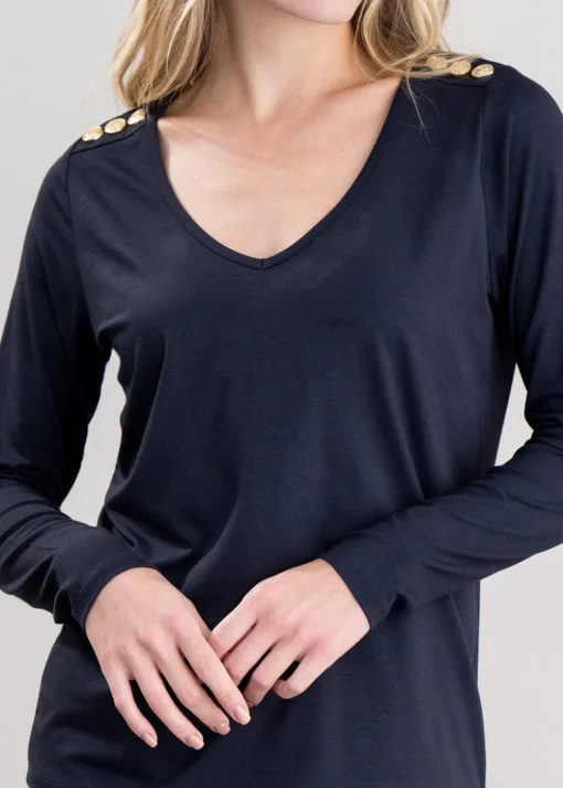 Long Sleeve V-Neck T-Shirt - Ink Navy
