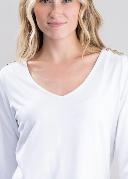 Long Sleeve V-Neck T-Shirt - White