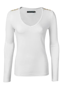 Long Sleeve V-Neck T-Shirt - White