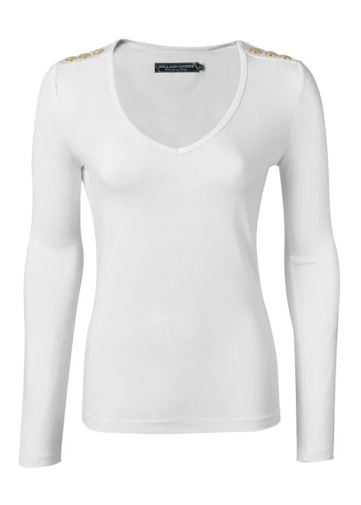 Long Sleeve V-Neck T-Shirt - White
