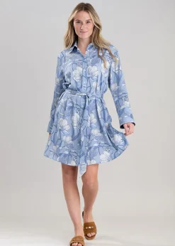 Magnolia Shirt Dress - Dove Blue