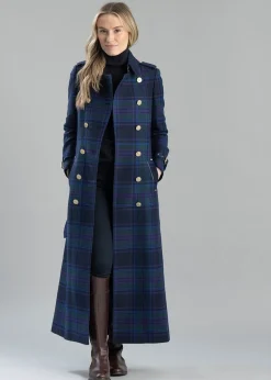 Marlborough Trench Coat Full Length - Heather Tartan