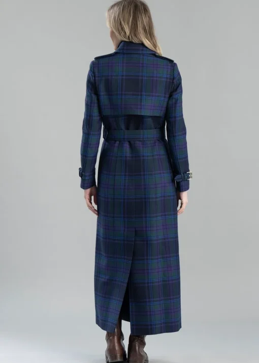 Marlborough Trench Coat Full Length - Heather Tartan