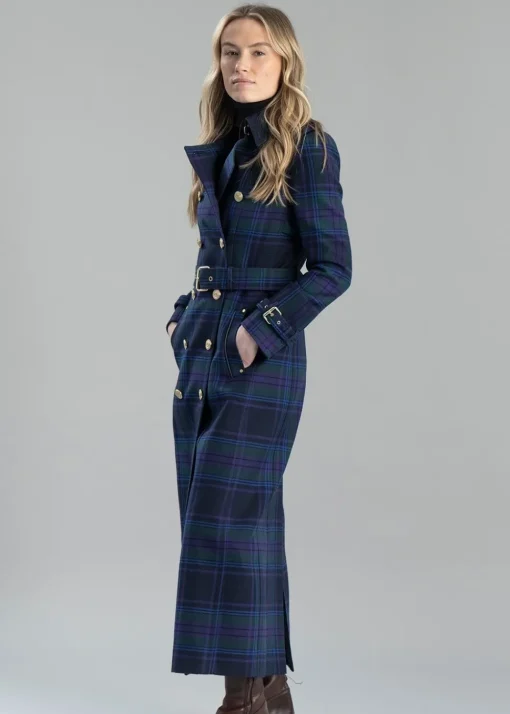 Marlborough Trench Coat Full Length - Heather Tartan