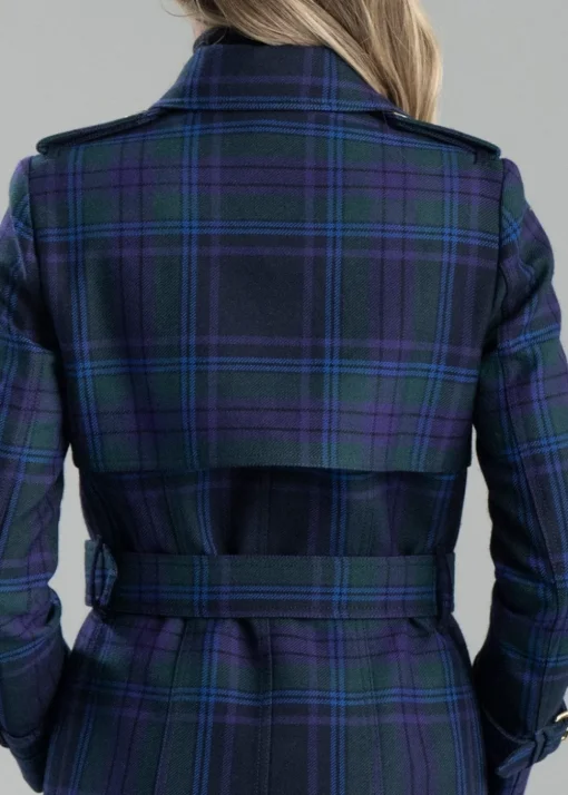 Marlborough Trench Coat Full Length - Heather Tartan