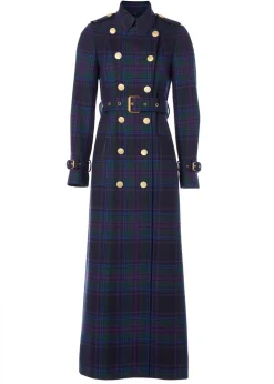 Marlborough Trench Coat Full Length - Heather Tartan