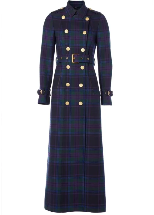 Marlborough Trench Coat Full Length - Heather Tartan