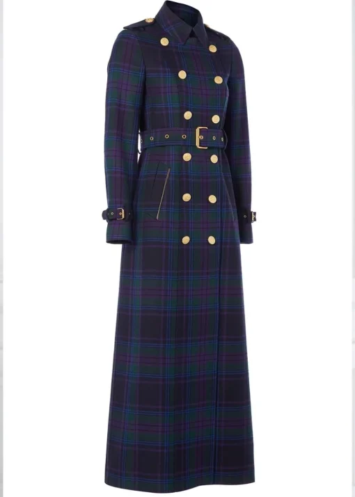 Marlborough Trench Coat Full Length - Heather Tartan