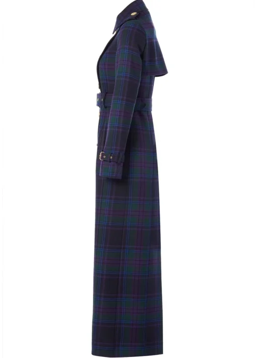 Marlborough Trench Coat Full Length - Heather Tartan