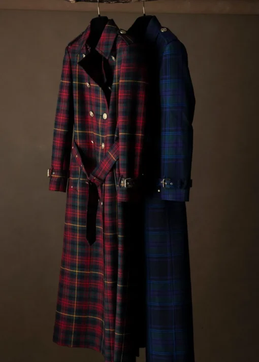 Marlborough Trench Coat Full Length - Heather Tartan