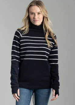 Martina Windproof Sweater - Navy and Off White