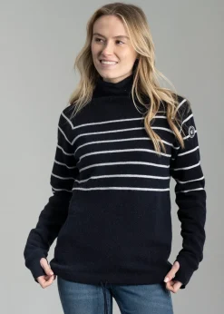 Martina Windproof Sweater - Navy and Off White