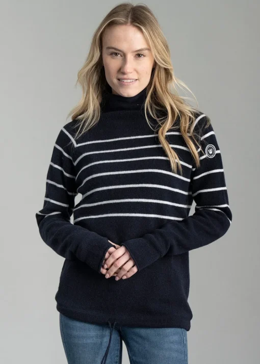 Martina Windproof Sweater - Navy and Off White