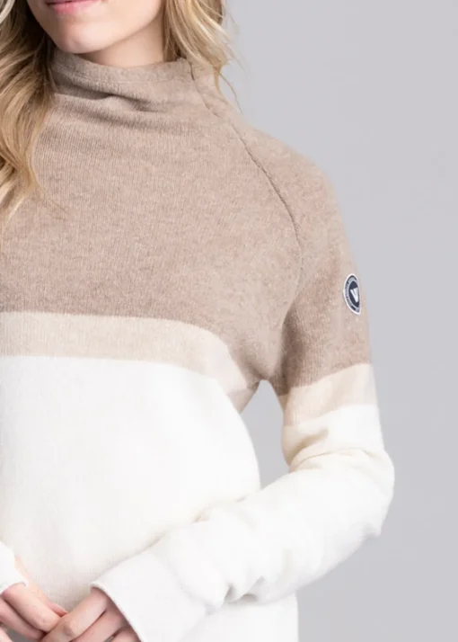 Martina Windproof Sweater - Khaki and Off White