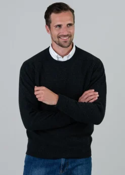 Melrose 2 Ply Cashmere Crew Neck - Charcoal