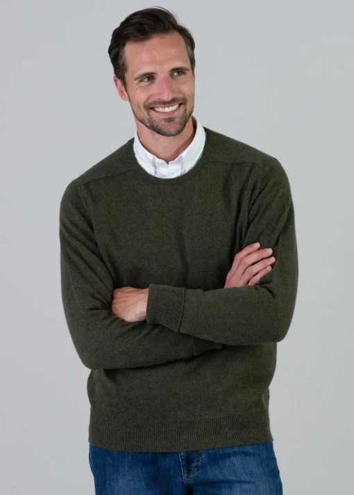 Melrose 2 Ply Cashmere Crew Neck - Loden Mix