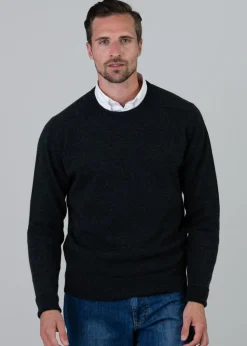 Melrose 2 Ply Cashmere Crew Neck - Charcoal