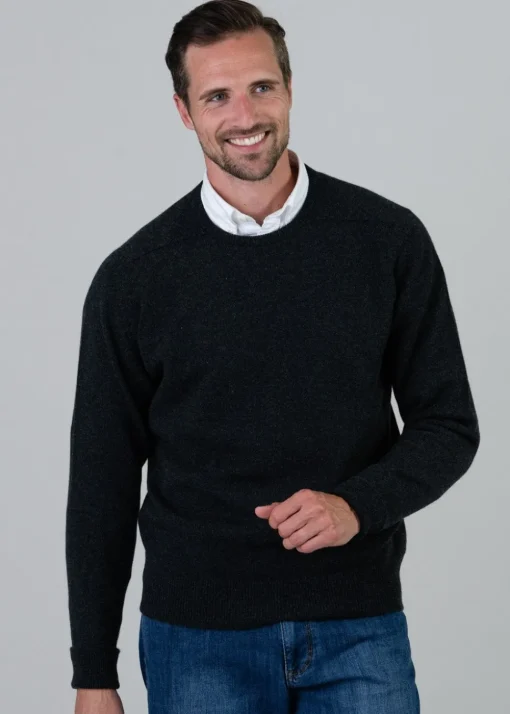 Melrose 2 Ply Cashmere Crew Neck - Charcoal