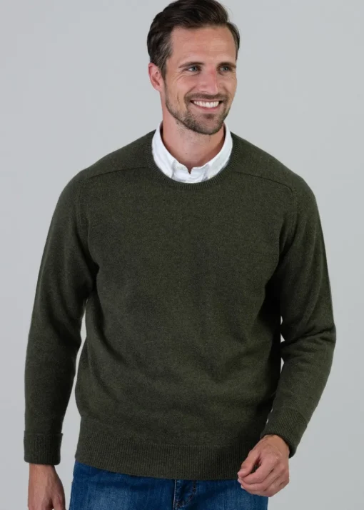 Melrose 2 Ply Cashmere Crew Neck - Loden Mix
