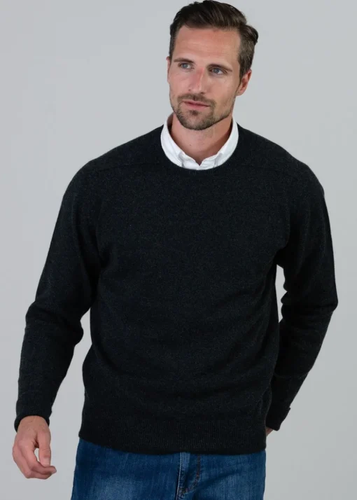 Melrose 2 Ply Cashmere Crew Neck - Charcoal