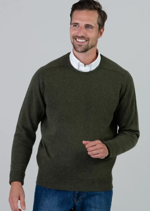 Melrose 2 Ply Cashmere Crew Neck - Loden Mix