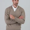 Melrose 2 Ply Cashmere V-Neck - Dark Natural