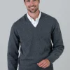Melrose 2 Ply Cashmere V-Neck - Derby Grey