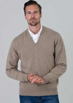 Melrose 2 Ply Cashmere V-Neck - Dark Natural