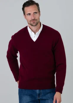 Melrose 2 Ply Cashmere V-Neck - Bordeaux