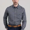Micro Tartan Flannel Shirt - Classic Blue