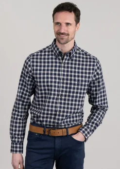 Micro Tartan Flannel Shirt - Classic Blue