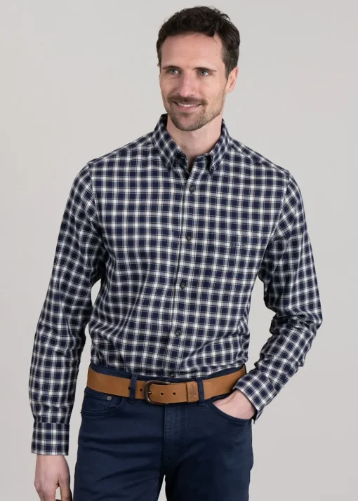 Micro Tartan Flannel Shirt - Classic Blue