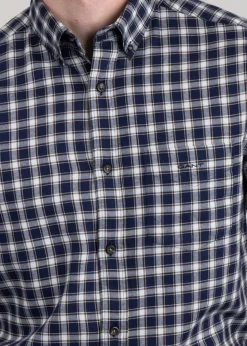 Micro Tartan Flannel Shirt - Classic Blue