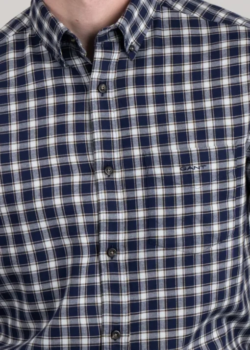 Micro Tartan Flannel Shirt - Classic Blue