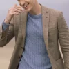 Midweight Tweed Jacket - Oatmeal with Brown, Rust and Fawn Check
