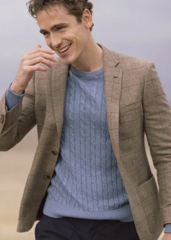 Midweight Tweed Jacket - Oatmeal with Brown, Rust and Fawn Check