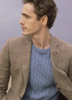 Midweight Tweed Jacket - Oatmeal with Brown, Rust and Fawn Check