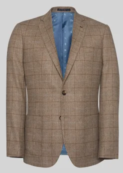Midweight Tweed Jacket - Oatmeal with Brown, Rust and Fawn Check