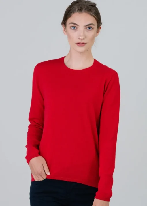 Millie Cashmere Crew Neck - Cardinal